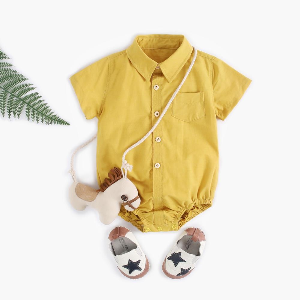 Sanlutoz Summer Baby Boys Bodysuits Cotton Baby Clothes Solid Color Fashion Short Sleeve Infants Clothing Casual