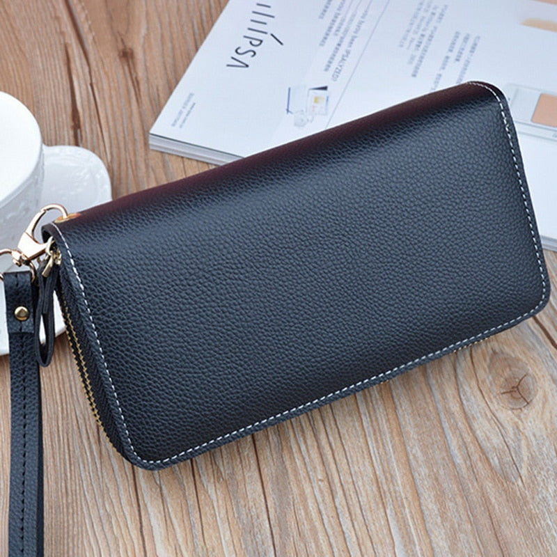 Leather Wallets Women Long Zipper