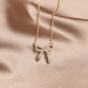 Jewelry exquisite sweet copper inlaid zircon bow
