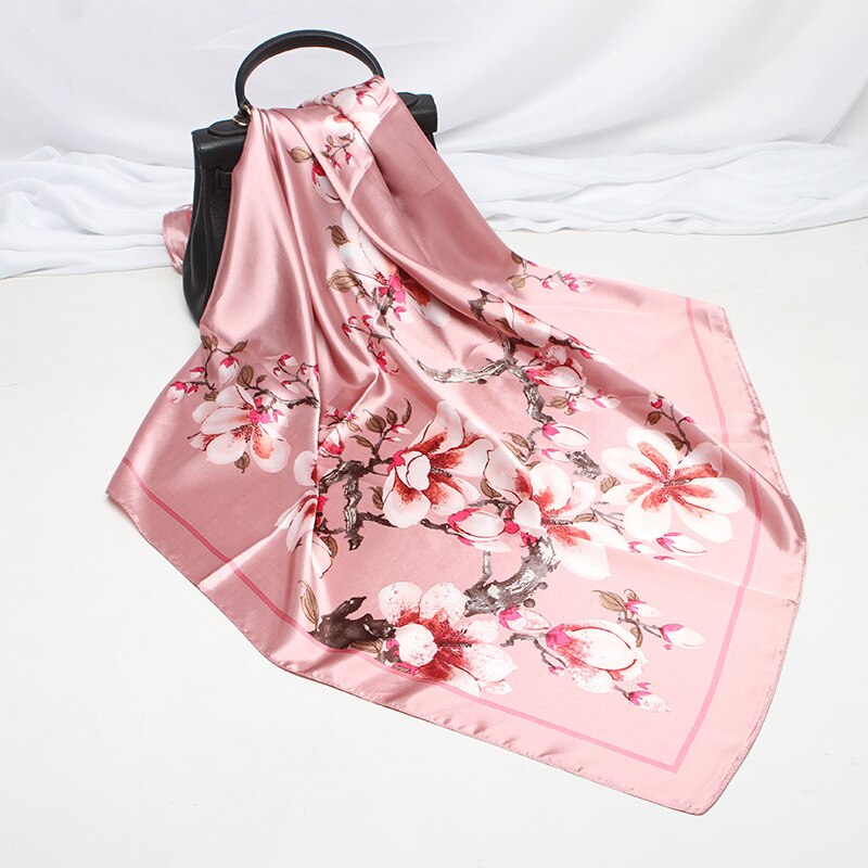 Printed Dark Green Scarf Female Handkerchief Square Gift Gifts Friends Fashion Elegant Soft Headband Scarf Women 2020 Spring