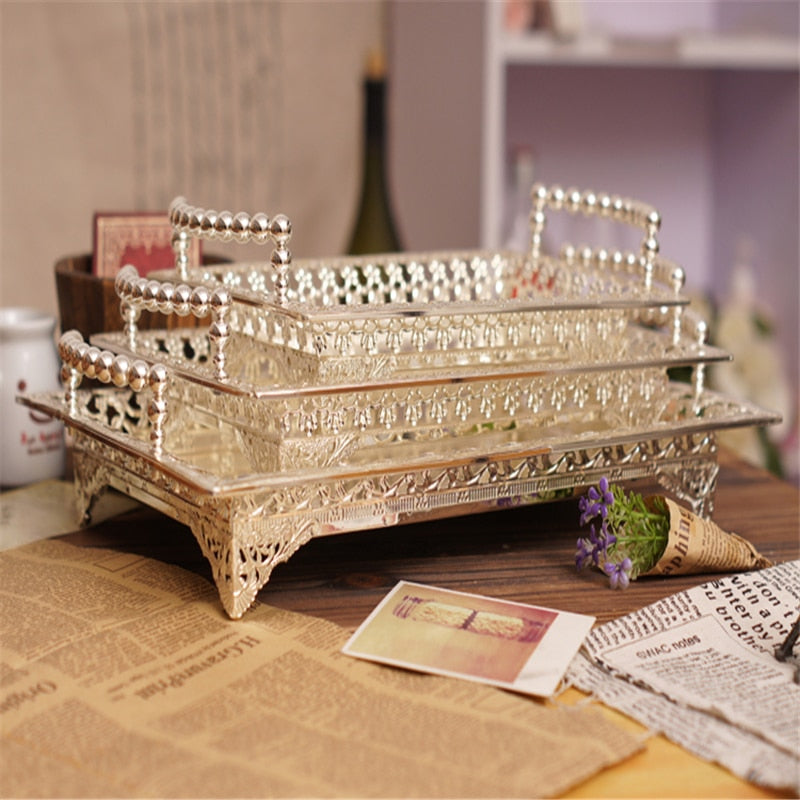 Elegant Pearl Decoration Plate Dessert Plate Fruit Cake cake Rack Fruit Plate Tray Decoration Wedding Party Plate