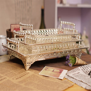 Elegant Pearl Decoration Plate Dessert Plate Fruit Cake cake Rack Fruit Plate Tray Decoration Wedding Party Plate