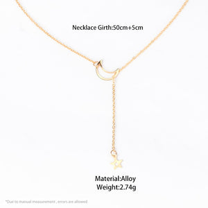 POXAM New Fashion Trendy Jewelry Copper Alloy Star Moon Chain Link Necklaces & Pendants For Women Girl 2020 Jewelry Wholesale