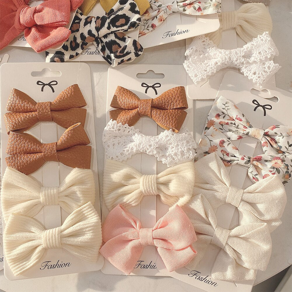 4PCS/SET 2021 New Girls Leopard Hairpins Kids Sweet Hair Clips Barrettes Lovely Hair Bows Children Cute Kids Hair Accessories