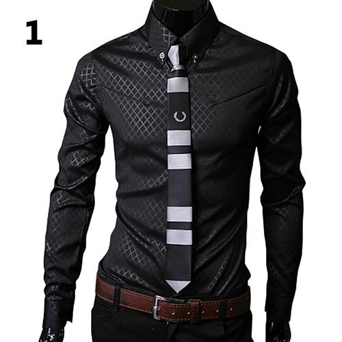 New Argyle luxury men's shirt Business Style Slim Soft Comfort Slim Styles Long Sleeve Casual Dress Shirt Gift For Men