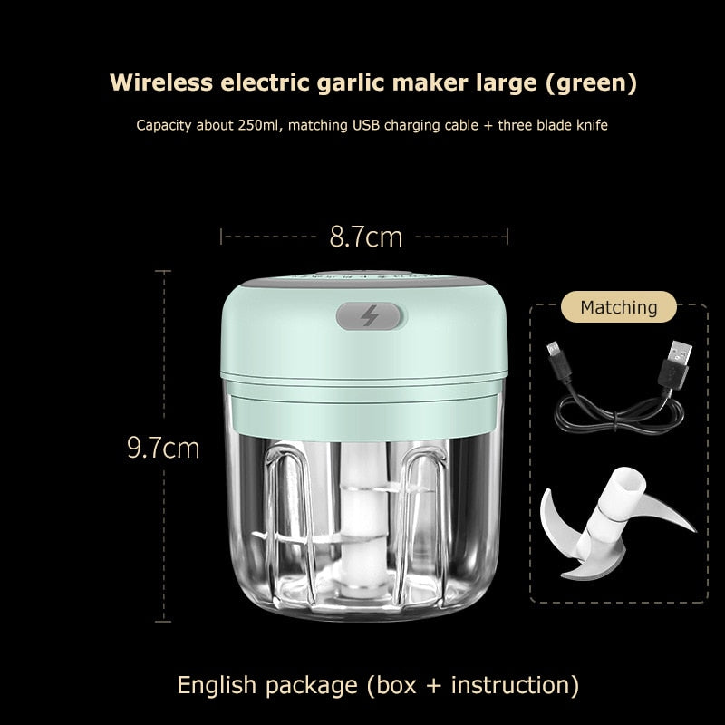 New USB Charge Wireless Electric Meat 3Level Grinder Food Chopper Mini Stainless Electric Kitchen Chopper Meat Grinder Shredder