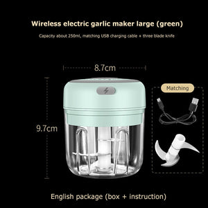 New USB Charge Wireless Electric Meat 3Level Grinder Food Chopper Mini Stainless Electric Kitchen Chopper Meat Grinder Shredder
