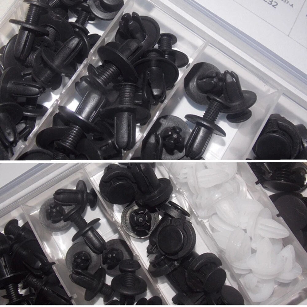 Auto Fastener Clip 100Pcs Mixed Car Body Push Retainer Pin Rivet Bumper Door Trim Panel Retainer Fastener Kit Car Accessories