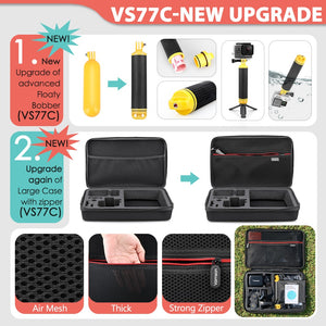 Vamson for Gopro Accessories Set for go pro hero 8 7 6 5 4 kit 3 way selfie stick for Eken h8r / for xiaomi for yi EVA case VS77