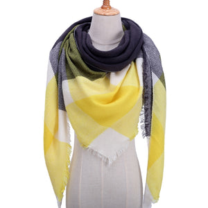 Designer 2020 knitted spring winter women scarf plaid warm cashmere scarves shawls luxury brand neck bandana pashmina lady wrap