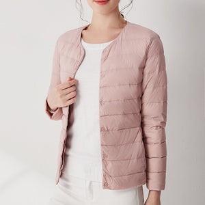 2020 Women‘s Autumn Down Jacket Female Ultra Thin Plus Size Pink Down Jackets Ultra Light Warm Coat Short Jackets Women Tops