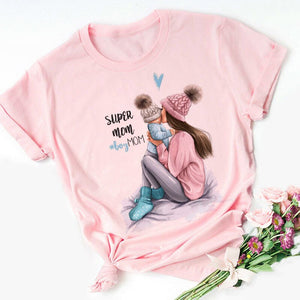 Mother's Love Female Shirt Women Blouses Super Mama Summer 2020 Funny Shein Plus Size Fashion Clothes Harajuku Pink Blouse Women