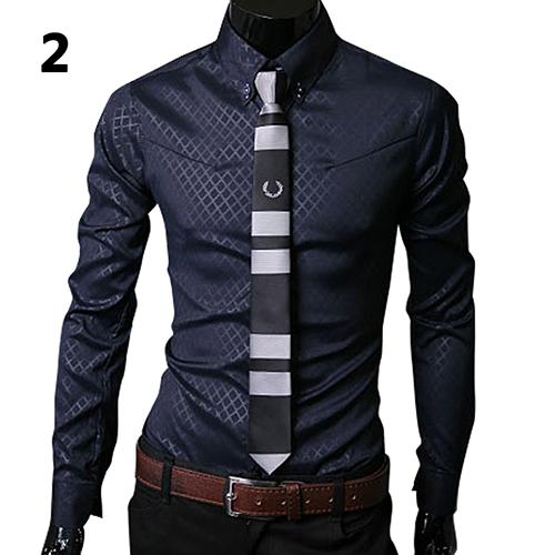 New Argyle luxury men's shirt Business Style Slim Soft Comfort Slim Styles Long Sleeve Casual Dress Shirt Gift For Men