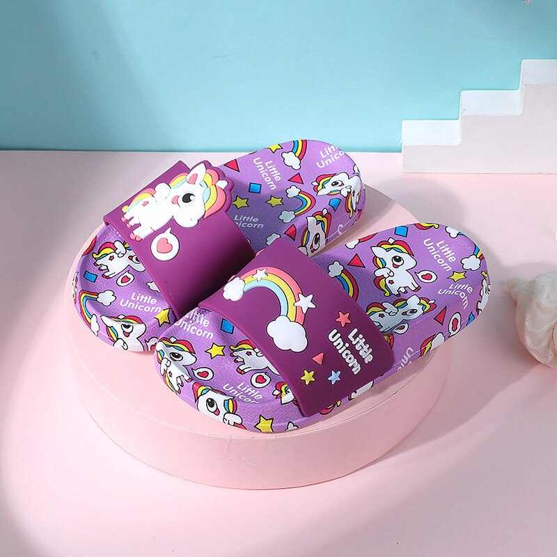 Kids Slippers For Boy Girl Slippers Pvc Soft Bottom Non-slip Beach Sandals Children Summer Lovely Kids Home Bathroom Flip Flops