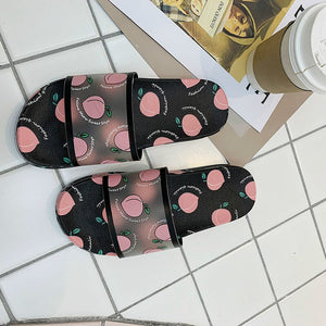 2020 New Sandals Girls Slippers Cute Fashion Foreign Trade Word Drag Peach Slippers Wear Thick Bottom Non-slip PVC Slippers Kids