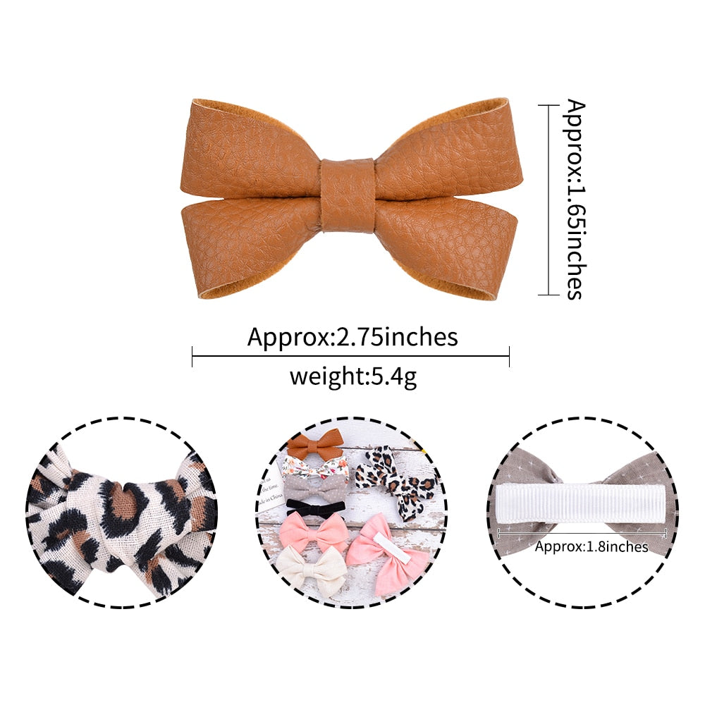 4PCS/SET 2021 New Girls Leopard Hairpins Kids Sweet Hair Clips Barrettes Lovely Hair Bows Children Cute Kids Hair Accessories