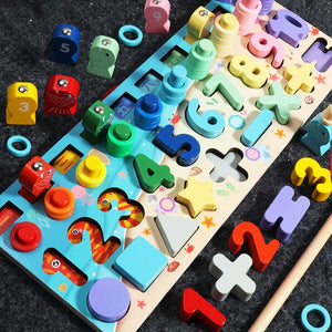 Montessori jouets éducatifs en bois pour enfants conseil maths pêche compter numéros forme numérique Match éducation précoce enfant cadeau jouet