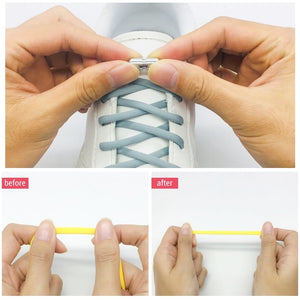 Third Version Elastic No Tie Shoelaces Metal Lock Shoe Laces For Kids Adult Sneakers Quick Shoelaces Semicircle Shoestrings F089