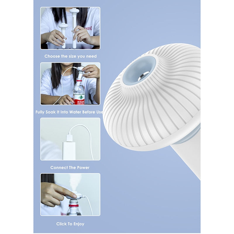 ELOOLE USB Portable Air Humidifier Donut Bottle Aroma Diffuser Mist Maker For Home Office Humidification Detachable