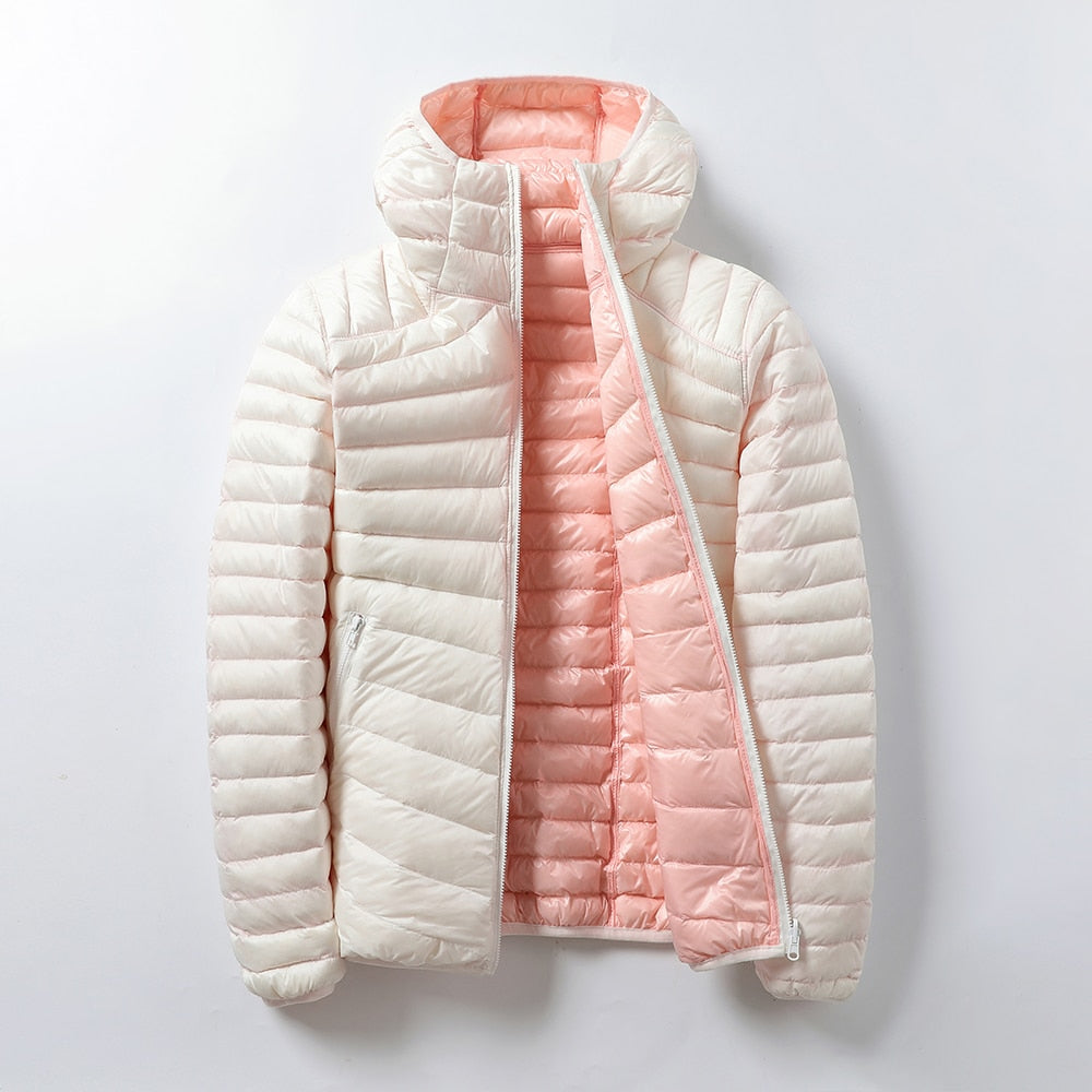 2020 Women Down Jacket Women Parks Ultra Light Feather Double Side Windbreaker Reversible Autumn Winter Female Coat Brand Tops