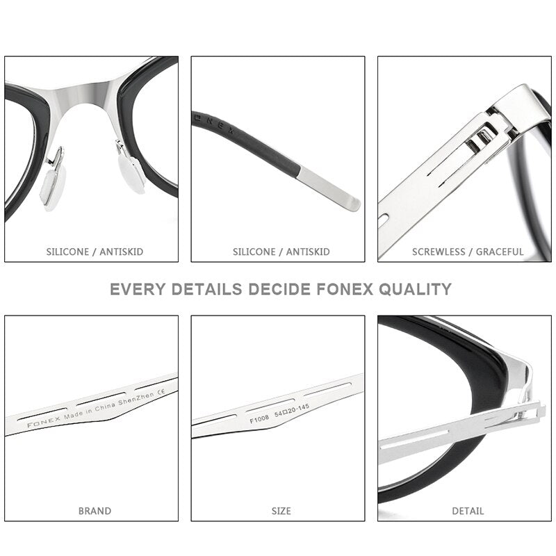FONEX Acetate Glasses Frame Women Myopia Prescription Cat Eye Eyeglasses 2020 New Optical Brand Designer Screwless Eyewear F1008