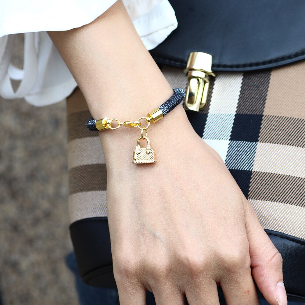 Women Charm Bracelet High Quality Leather Bag Gold Love Pendant Female Bracelet Brand Bracelets For Women Best Gift
