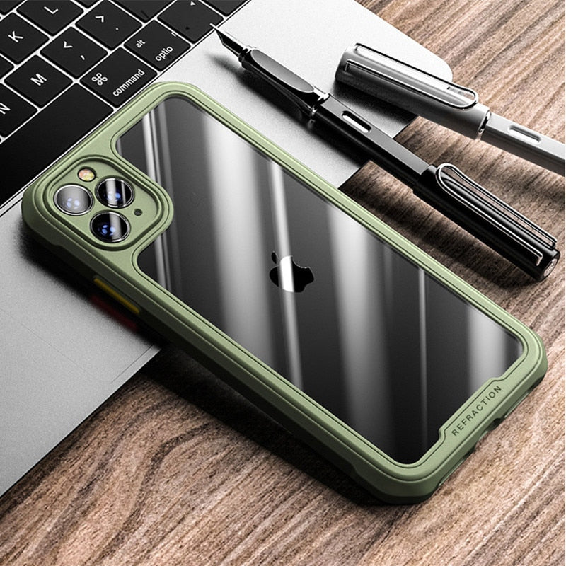 Luxury Transparent Case For iPhone 12 11 Pro Max Shockproof Airbag Cases For iPhone SE 2020 7 8 Plus Back Camera Lens Cover