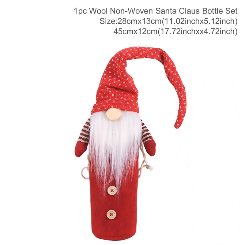 Christmas Wine Bottle Cover Merry Christmas Decor For Home 2020 Natal Noel Christmas Table Decor Xmas Gift Happy New Year 2021