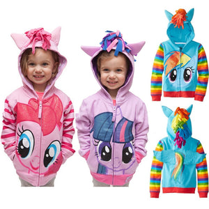 Manteau de printemps pour filles | Petit poney, dessin animé en coton, nouveauté sweat-shirt à capuche pour enfants, beaux manteaux, vêtements pour enfants