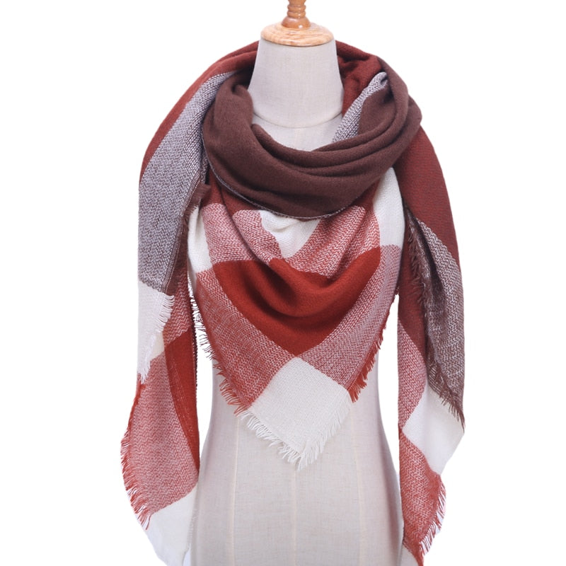 Designer 2020 knitted spring winter women scarf plaid warm cashmere scarves shawls luxury brand neck bandana pashmina lady wrap
