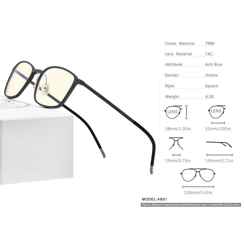 FONEX High Quality TR90 Anti Blue Light Glasses Men Reading Goggles Protection Eyeglasses Gaming Computer Glasses for Women AB01