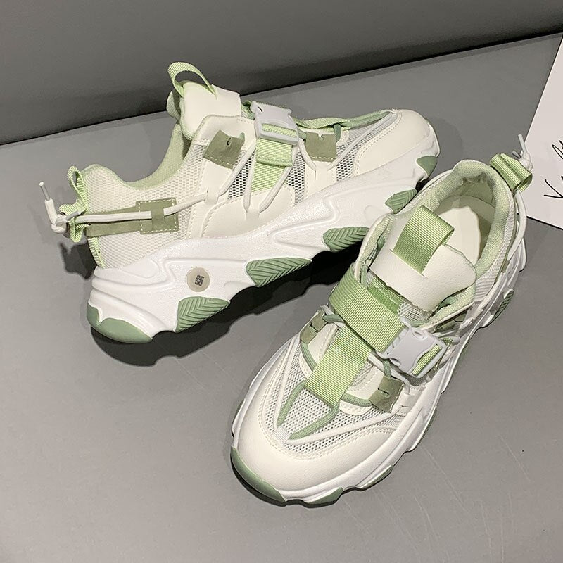 Times New Roman Women's Sneakers 2020 Autumn Fashion Buckle Platform Sneaker Walking Shoes Woman Casual Shoes Plus Size 41 42