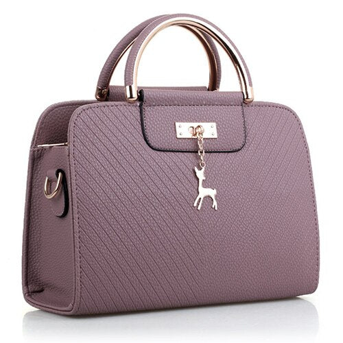 Fashion Handbag 2020 New Women Leather Bag Large Capacity Shoulder Bags Casual Tote Simple Top-handle Hand Bags Deer Decor
