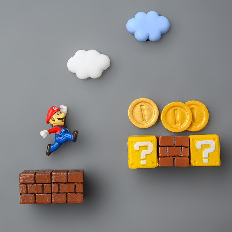 3D Mario Fridge Magnets for Kids Resin Cute & Fun Decorative Refrigerator Locker Magnets Kitchen Home Decoration