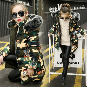 Veste en coton pour filles 3-11 ans vestes en coton pour enfants imprimé dessin animé papillon camouflage filles vestes d'hiver