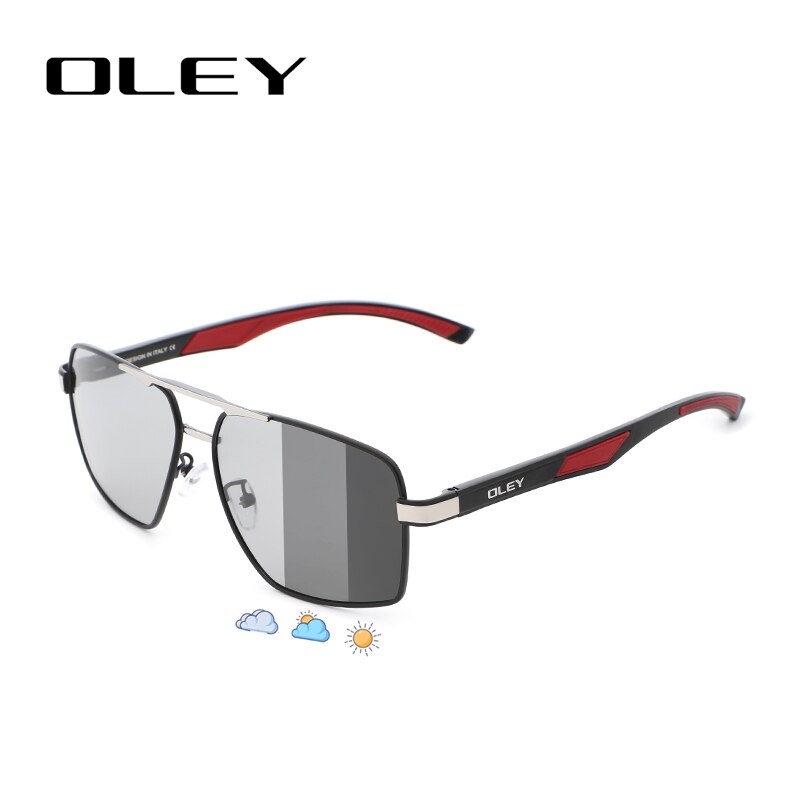 OLEY-lunettes de soleil polarisées en aluminium | Design Classic Pilot, lunettes à verres de changement de couleur pour hommes Oculos de sol accepter un logo personnalisé