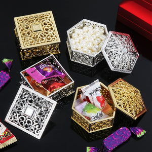 Plastic Hollow Gold Foil Cake Candy Box Wedding