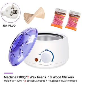 Electric Hair Removal Wax-melt Machine Heater Wax Beans 10pcs Wood Stickers Hair Removal Sets Waxing Kit cera depilatori
