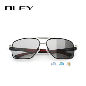 OLEY-lunettes de soleil polarisées en aluminium | Design Classic Pilot, lunettes à verres de changement de couleur pour hommes Oculos de sol accepter un logo personnalisé