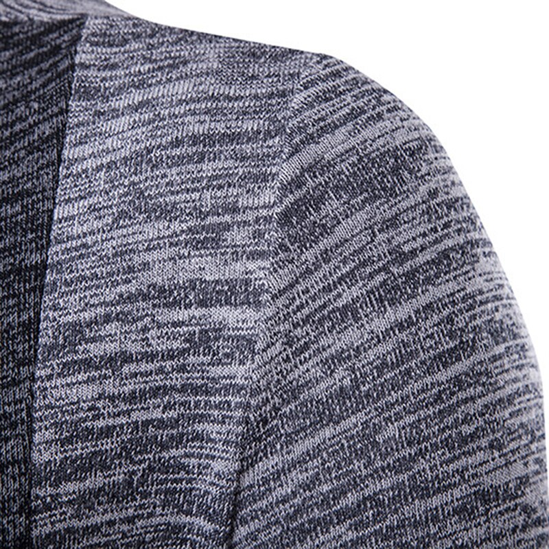 Retro Men Patchwork Long Sleeve Slim-Fit Knitted Sweater Cardigan Coat Outwear Jacket Loose Casual Windbreaker Coat Windbreaker