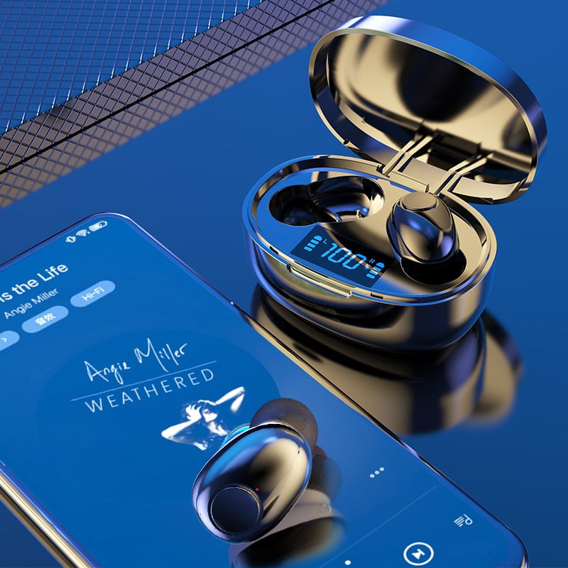 Wireless Earphones TWS Bluetooth 5.0 Mini Earbuds Stereo Bass LED Power Display Noise Cancelling Sports Waterproof Earbud In Ear