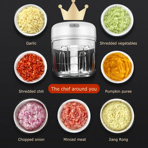 New USB Charge Wireless Electric Meat 3Level Grinder Food Chopper Mini Stainless Electric Kitchen Chopper Meat Grinder Shredder