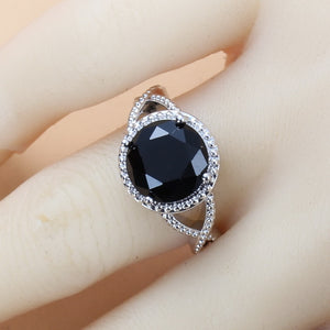 2020 New 925 Silver Wedding Jewelry Sets Black Zircon Dangle Earrings and Necklace Ring 3 piece Set women Trendy Costume