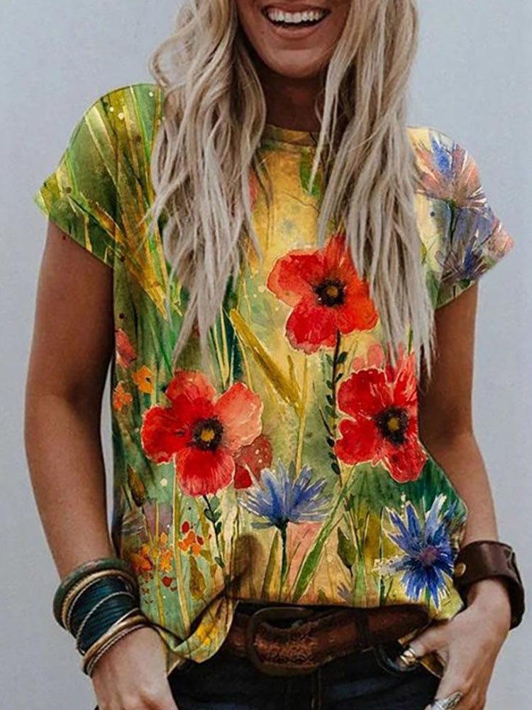 2021 New Fashion Pullovers Blouse Shirt Print Women's Tops O-neck Loose Casual Summer New Female Plus Size 5XL