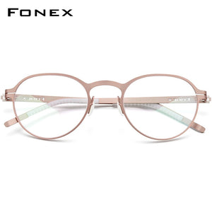 FONEX Alloy Glasses Frame Women 2020 New Round Optical Myopia Prescription Eyeglasses Frames Men Korean Screwless Eyewear 994