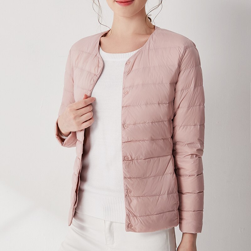 2020 Women‘s Autumn Down Jacket Female Ultra Thin Plus Size Pink Down Jackets Ultra Light Warm Coat Short Jackets Women Tops