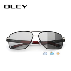 OLEY-lunettes de soleil polarisées en aluminium | Design Classic Pilot, lunettes à verres de changement de couleur pour hommes Oculos de sol accepter un logo personnalisé