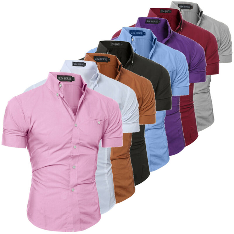 New Fashion Fashion Men's Luxury Short Sleeve Shirt Casual Slim Fit Stylish Shirts Tops Plus Size M-3XL