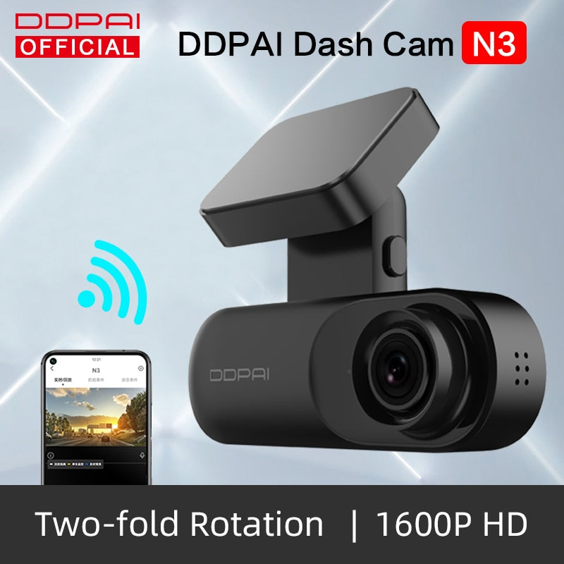 DDPai Dash Cam Mola N3 1600P HD GPS Vehicle Drive Auto Video DVR Android Wifi Smart Connect Car Camera Recorder Parking Monitor
