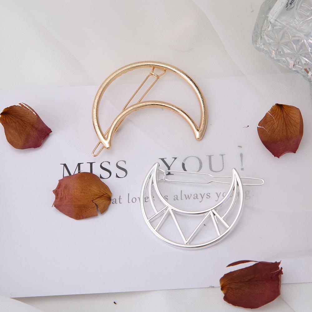 Fashion Woman Hair Accessories Triangle Hair Clip Pin Metal Geometric Alloy Hairband Moon Circle Hairgrip Barrette Girls Holder